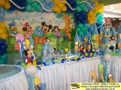 Decoração Festa Aniversário Infantil - Aniversário Infantil decorado com o tema Baby Disney Azul - Categoria: 1 aninho Masculino 