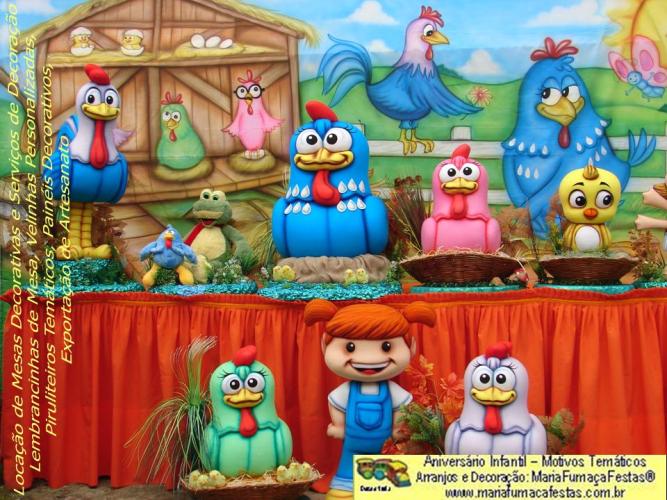 Maria Fumaa Festas - Decoraão com o Tema de Festa de Aniversrio Infantil Galinha Pintadinha