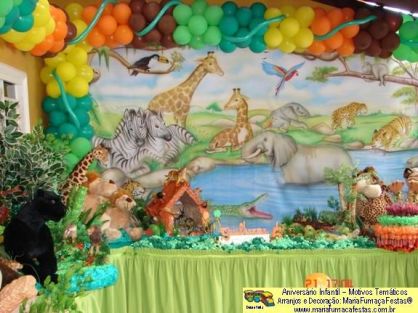 Decoraão Festa Aniversrio Infantil - Aniversrio Infantil decorado com o tema Selva / Safari - Categoria: 1 aninho Masculino 